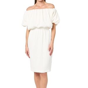 Trina Turk Women's Off The Shoulder Plisse Dress, Whitewash-X-Large
